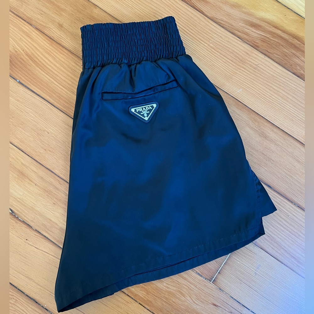 Prada Nylon Boxer Style High Waisted Shorts